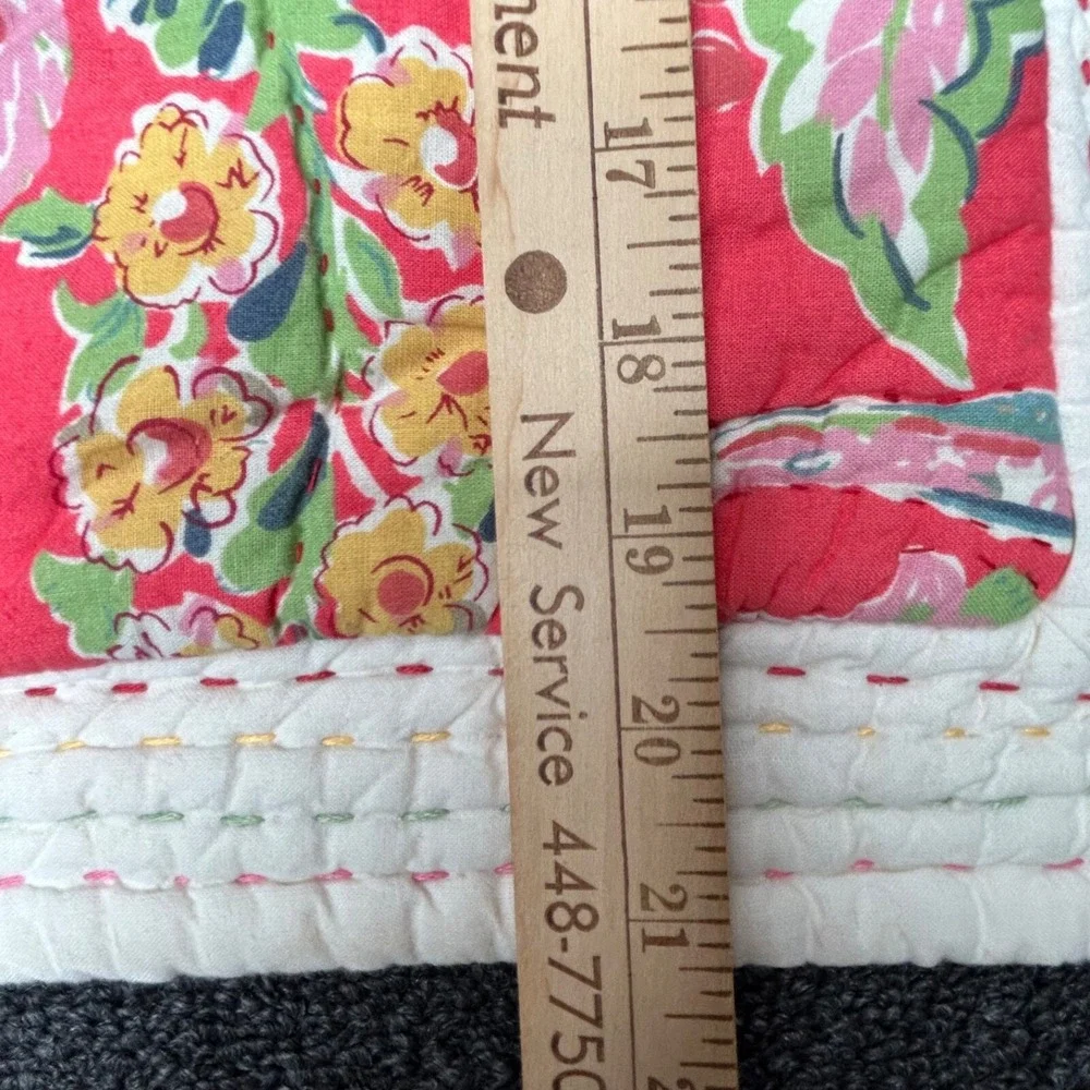 Pottery Barn Red‎ Coral Floral Paisley Quilted Sham Standard Qty 1